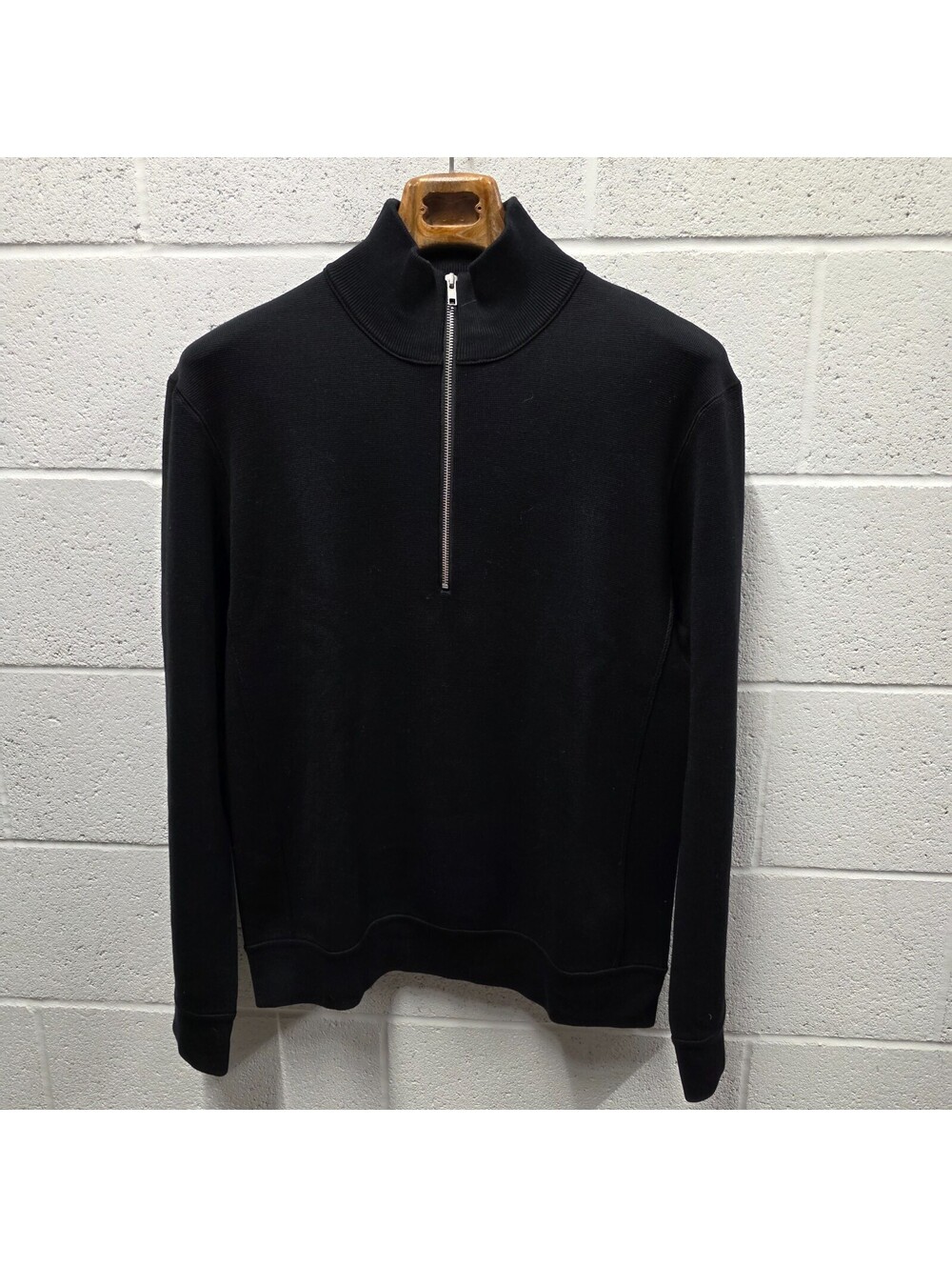 NN07 No Nationality Mens Jumper black  L Luis Half Zip Wool Pullover 22.5x30